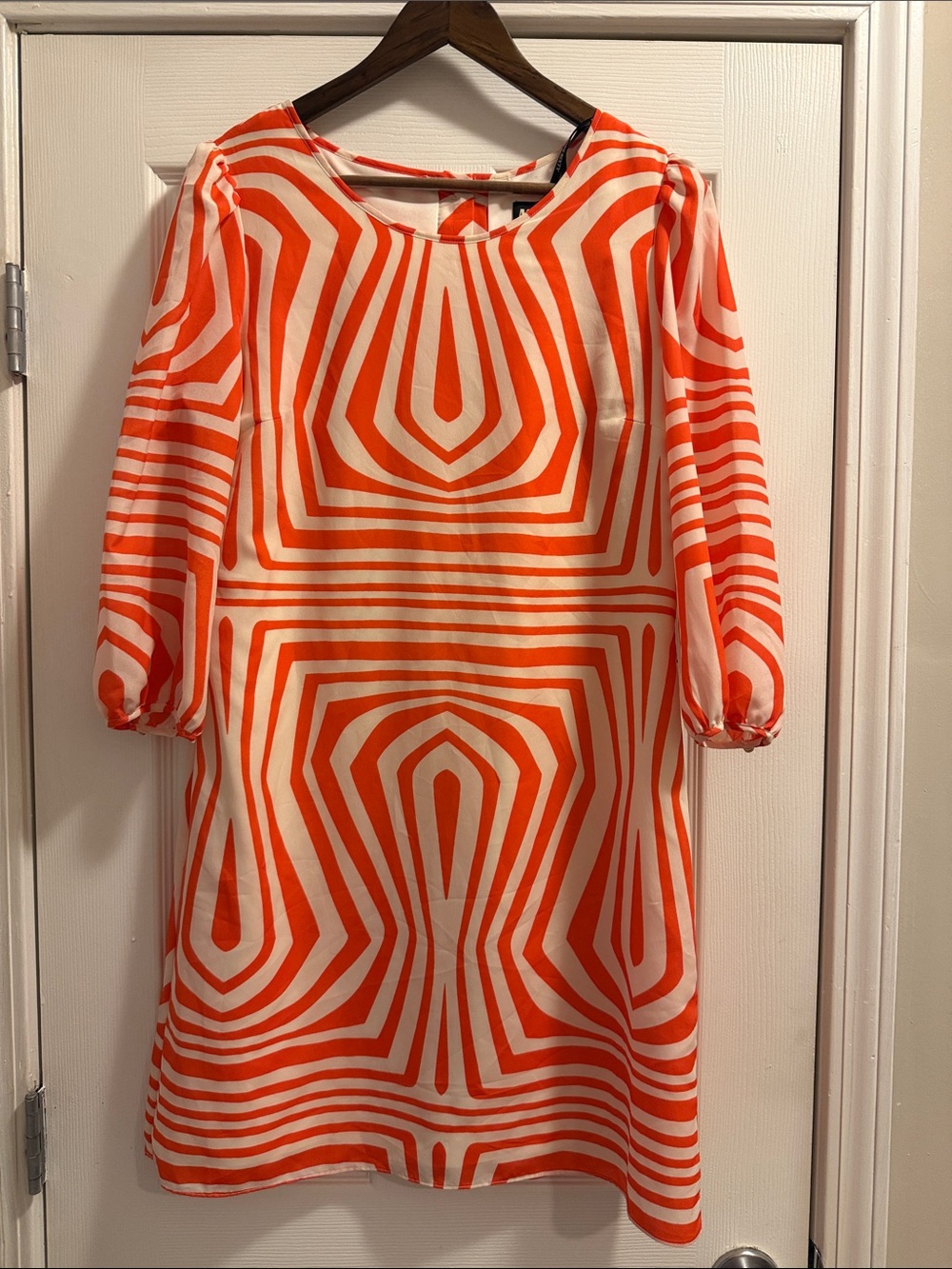 Miss Sixty Orange and White Geometric Shift Dress size 10 NWT